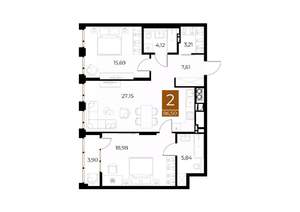 2-к квартира, вторичка, 87м2, 8/8 этаж