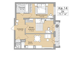 2-к квартира, вторичка, 73м2, 3/3 этаж