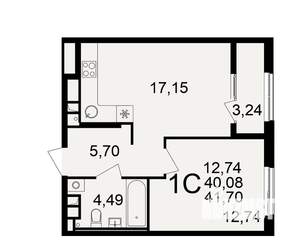 1-к квартира, вторичка, 40м2, 8/21 этаж