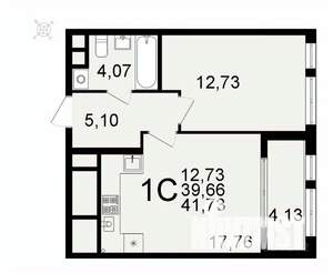 1-к квартира, вторичка, 42м2, 22/26 этаж