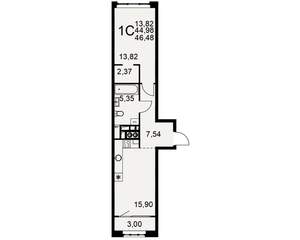 1-к квартира, вторичка, 45м2, 3/10 этаж