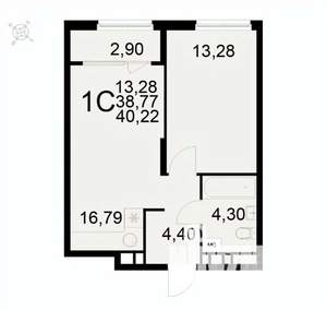 1-к квартира, вторичка, 40м2, 10/22 этаж