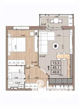 1-к квартира, вторичка, 50м2, 14/17 этаж