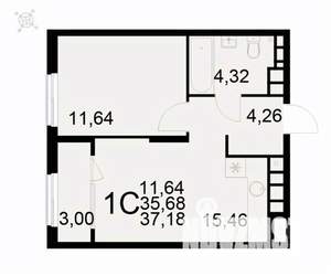 1-к квартира, вторичка, 37м2, 12/22 этаж