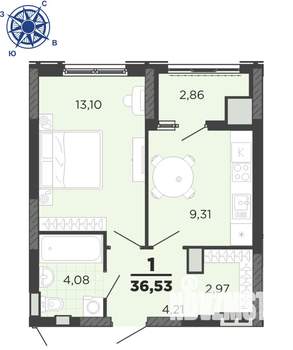 1-к квартира, вторичка, 37м2, 4/25 этаж