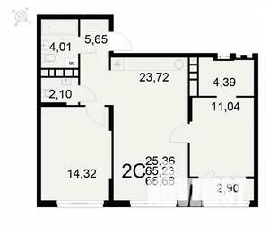 2-к квартира, вторичка, 67м2, 13/22 этаж
