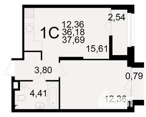 1-к квартира, вторичка, 36м2, 11/25 этаж