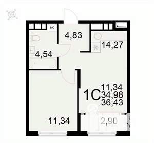 1-к квартира, вторичка, 36м2, 2/22 этаж