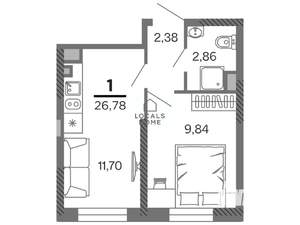 1-к квартира, вторичка, 27м2, 12/25 этаж
