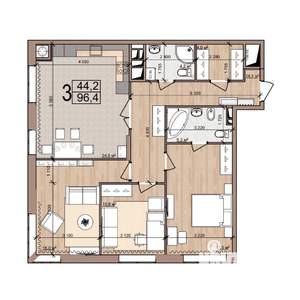 3-к квартира, вторичка, 96м2, 20/25 этаж