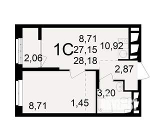1-к квартира, вторичка, 27м2, 22/25 этаж