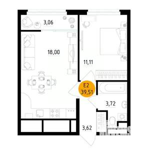 1-к квартира, вторичка, 40м2, 20/25 этаж