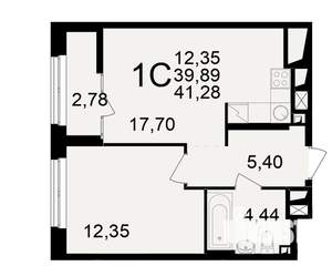 1-к квартира, вторичка, 40м2, 14/25 этаж