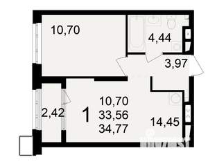 1-к квартира, вторичка, 34м2, 13/23 этаж