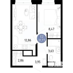 1-к квартира, вторичка, 32м2, 10/14 этаж