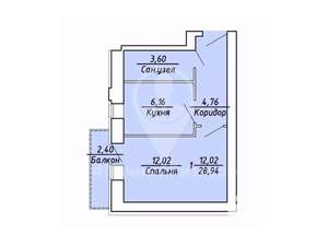 1-к квартира, вторичка, 26м2, 4/10 этаж