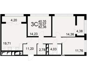 3-к квартира, вторичка, 78м2, 5/25 этаж