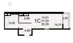 1-к квартира, вторичка, 32м2, 18/24 этаж