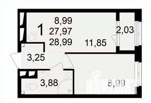 1-к квартира, вторичка, 29м2, 19/24 этаж