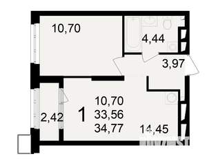1-к квартира, вторичка, 34м2, 18/23 этаж