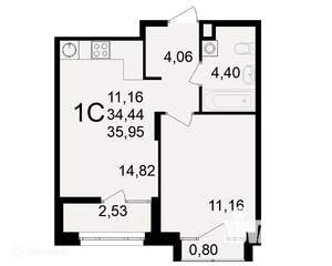 1-к квартира, вторичка, 36м2, 4/26 этаж