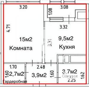 1-к квартира, вторичка, 35м2, 14/25 этаж