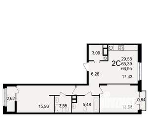 2-к квартира, вторичка, 65м2, 4/25 этаж