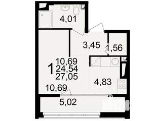 1-к квартира, вторичка, 25м2, 5/25 этаж
