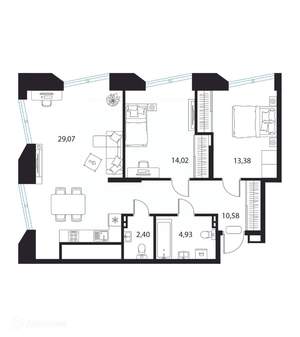 2-к квартира, вторичка, 74м2, 4/20 этаж