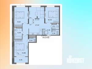 3-к квартира, вторичка, 91м2, 3/22 этаж
