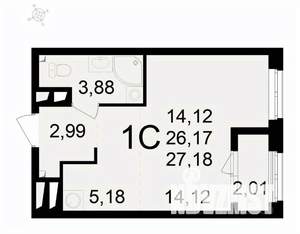 1-к квартира, вторичка, 27м2, 17/24 этаж