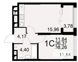 1-к квартира, вторичка, 36м2, 1/25 этаж