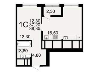 1-к квартира, вторичка, 37м2, 24/26 этаж