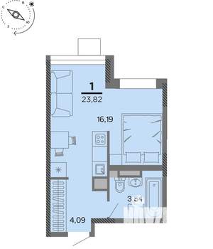 1-к квартира, вторичка, 24м2, 2/22 этаж