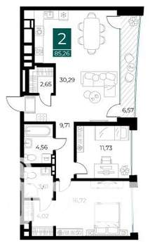 2-к квартира, вторичка, 85м2, 6/13 этаж