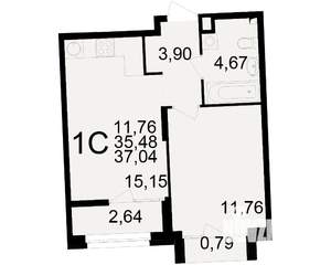 1-к квартира, вторичка, 35м2, 7/25 этаж