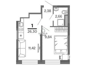 1-к квартира, вторичка, 26м2, 18/25 этаж