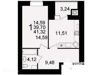 1-к квартира, вторичка, 41м2, 13/16 этаж