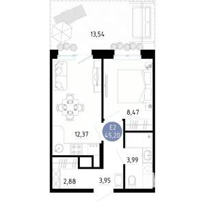 1-к квартира, вторичка, 45м2, 1/14 этаж