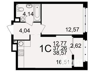 1-к квартира, вторичка, 37м2, 7/25 этаж