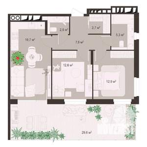 2-к квартира, строящийся дом, 94м2, 1/8 этаж