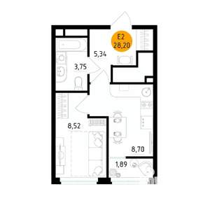 1-к квартира, вторичка, 28м2, 19/25 этаж