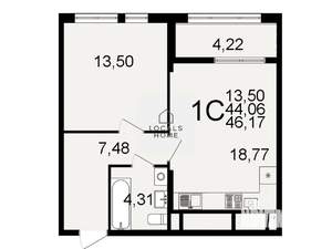 1-к квартира, вторичка, 46м2, 21/26 этаж