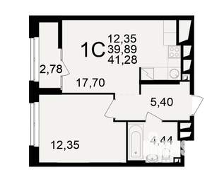 1-к квартира, вторичка, 40м2, 18/25 этаж