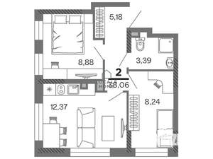 2-к квартира, вторичка, 38м2, 11/25 этаж