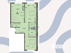 2-к квартира, вторичка, 72м2, 4/22 этаж