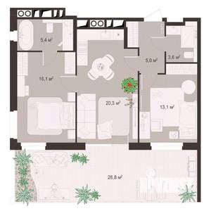 2-к квартира, вторичка, 93м2, 1/9 этаж