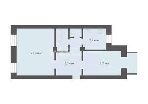 2-к квартира, вторичка, 52м2, 3/3 этаж