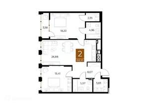 2-к квартира, вторичка, 88м2, 2/9 этаж