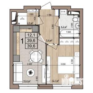 1-к квартира, строящийся дом, 40м2, 5/25 этаж